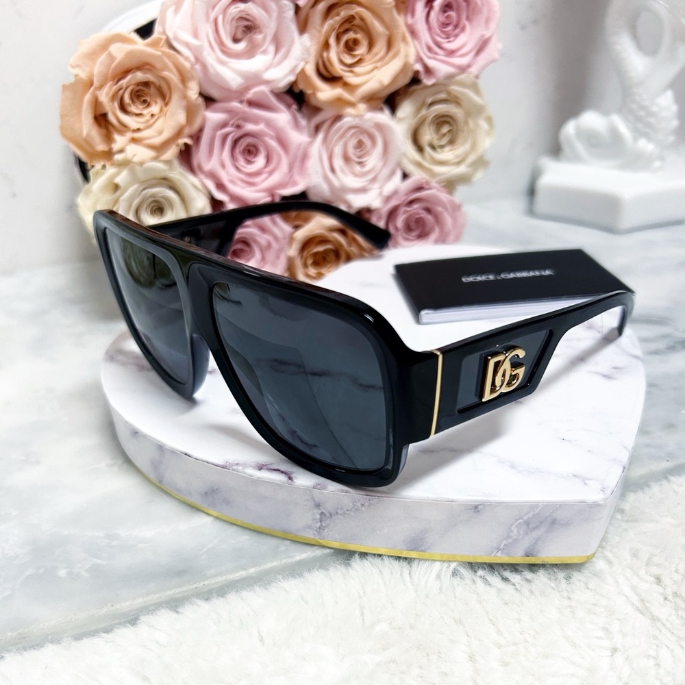 Authentic Dolce & Gabbana Black & Gold DG Mask Unisex Sunglasses - Picture 9 of 13